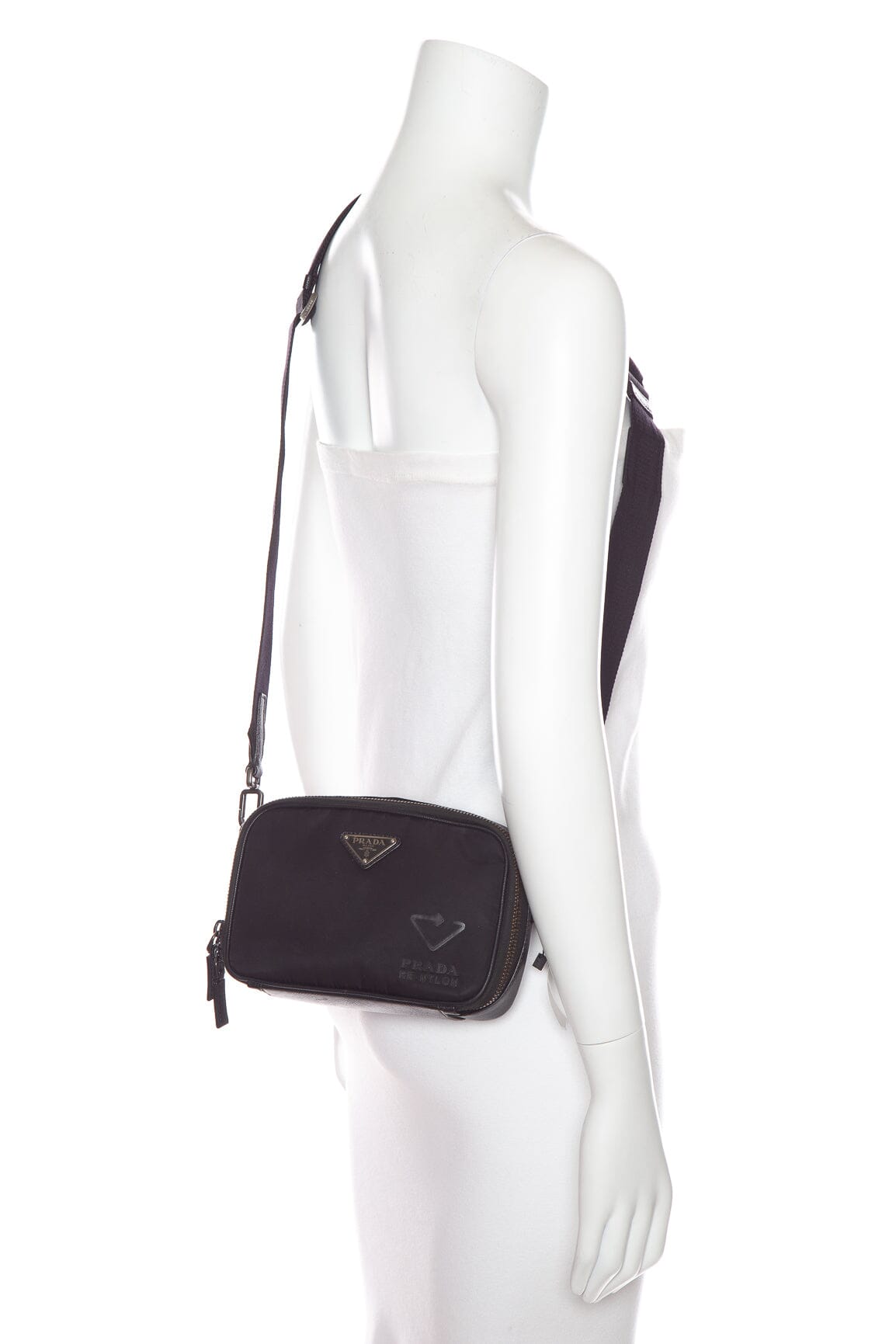 Prada Black Re-Nlyon and Leather Cross-Body