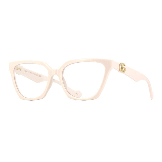 Gucci Sunglasses Cat Eye Full Rim, Ivory Frame and Clear with Magnetic Clip-On Brown Lens GG1542S003