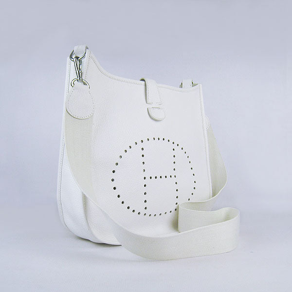 Luxury Hermes Evelyne I handbag H6309 white silver