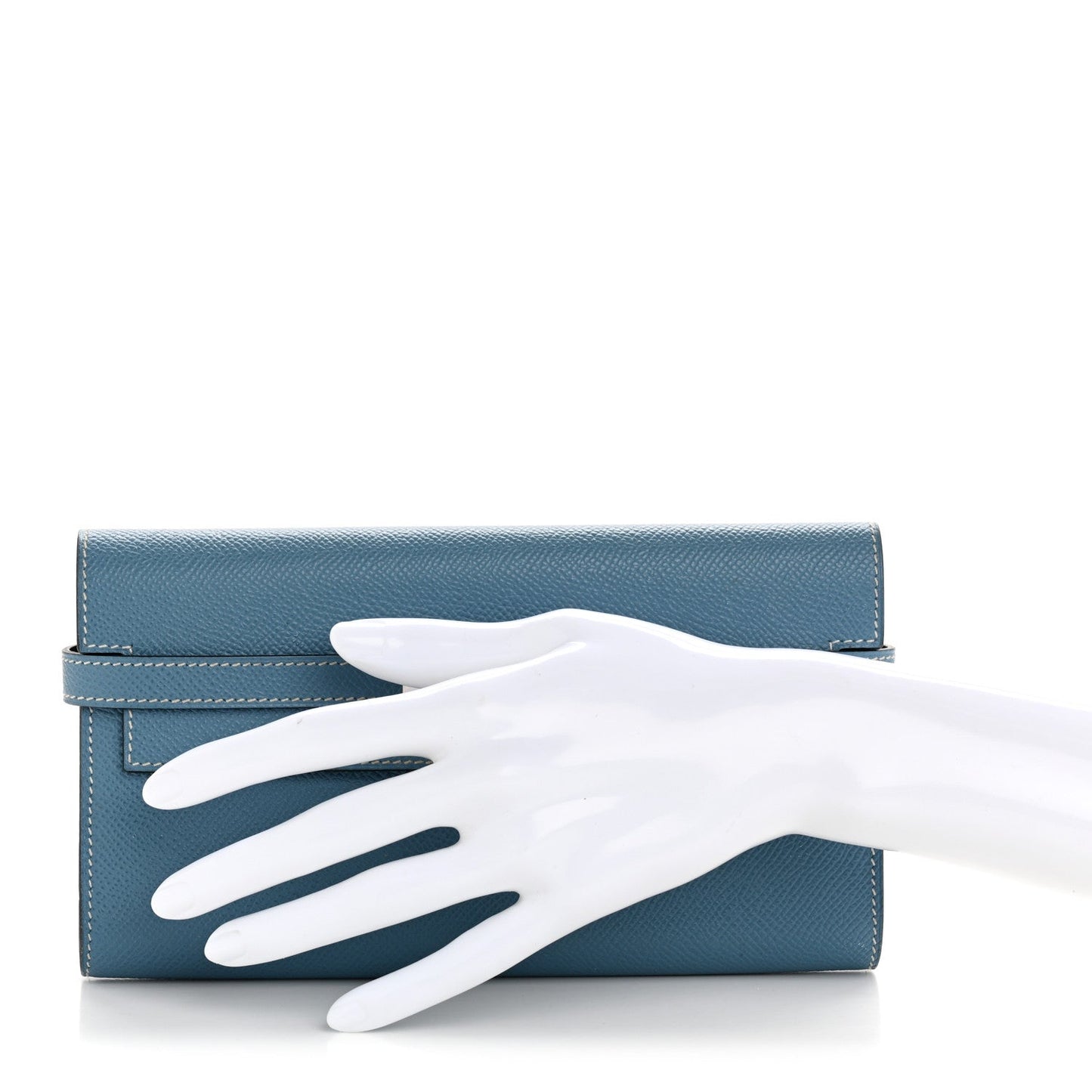 Hermes Epsom Kelly Longue Wallet Blue Jean