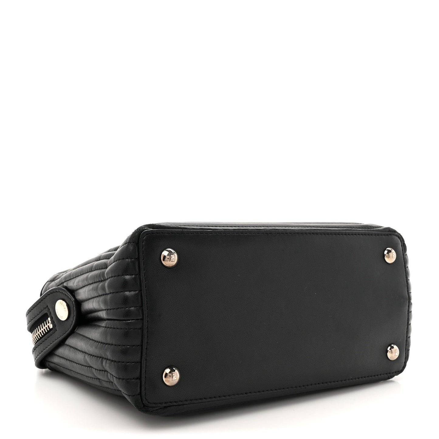 Fendi Shiny Nappa Trapuntata Chain Small DotCom  Chain Satchel Black