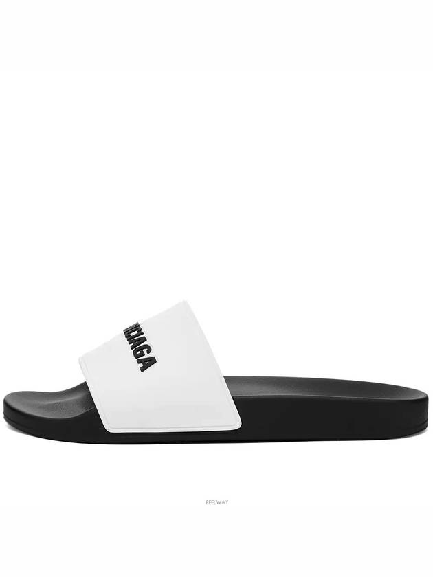 Luxury Balenciaga Trending 2026 Logo Pool Slippers White