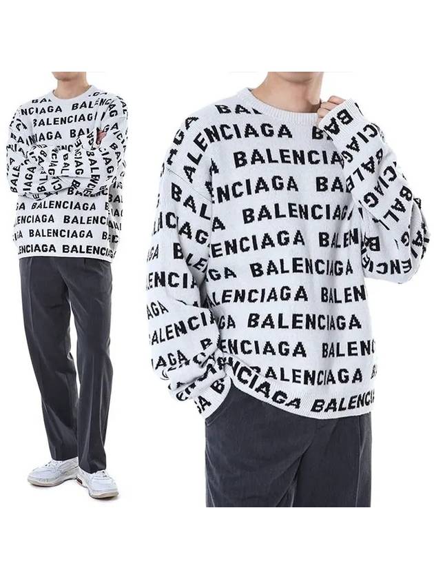 Luxury Balenciaga Trending 2026 All-Over Logo Sweatshirt White
