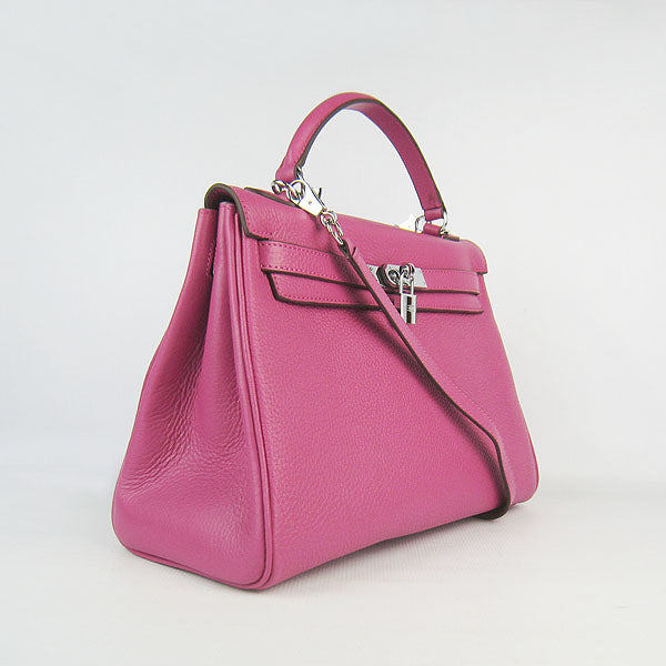 Luxury Hermes Kelly 32cm Togo leather handbag 6108 peach silver