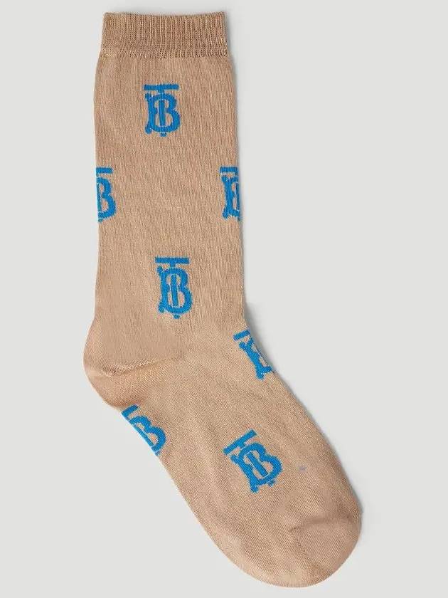 Luxury Burberry Logo Socks Beige