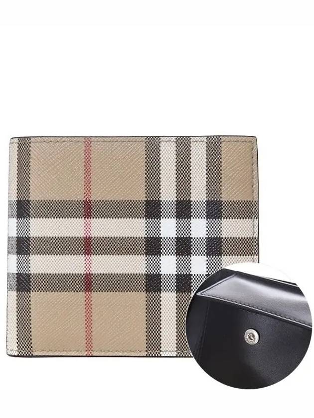 Luxury Burberry Vintage Check Half Wallet Beige