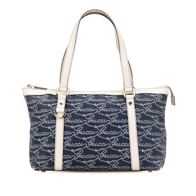 Gucci Abbey Canvas Leather Tote Bag