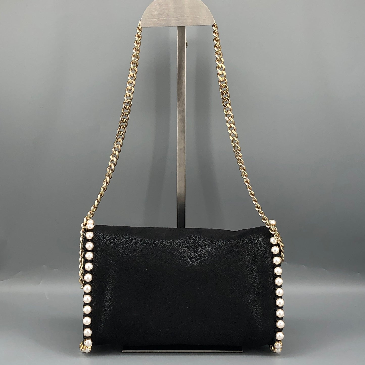 Stella McCartney Falabella Pearl-Trim Crossbody Bag Black/pearl