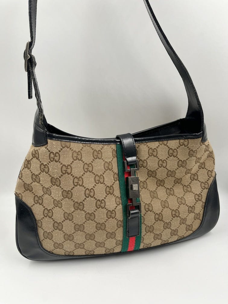 Gucci Jackie Leather Canvas Shoulder Bag Style 5