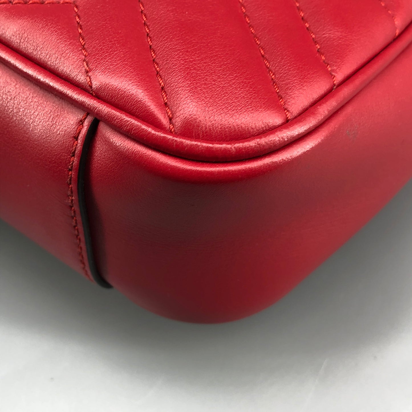 Gucci Red Quilted GG Marmont Chain Shoulder Bag