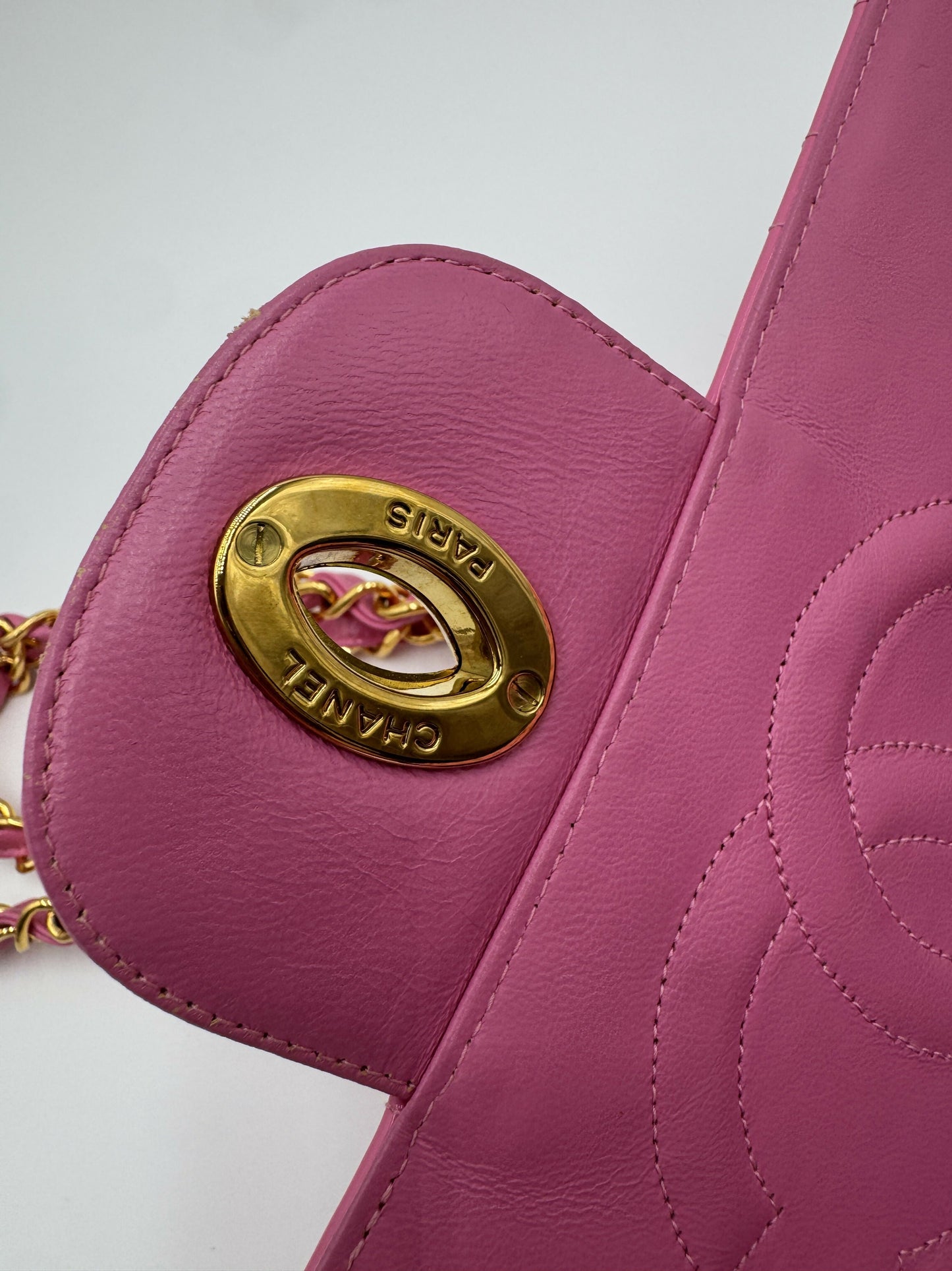 Chanel 1995  Barbie Pink Maxi Rhinestone Flap Bag