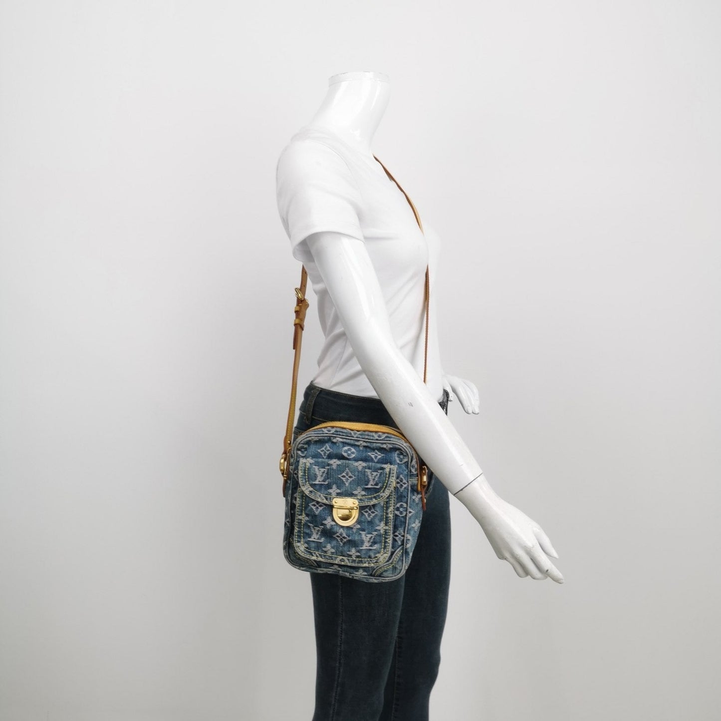 Louis Vuitton Monogram Denim Camera Crossbody Bag Blue
