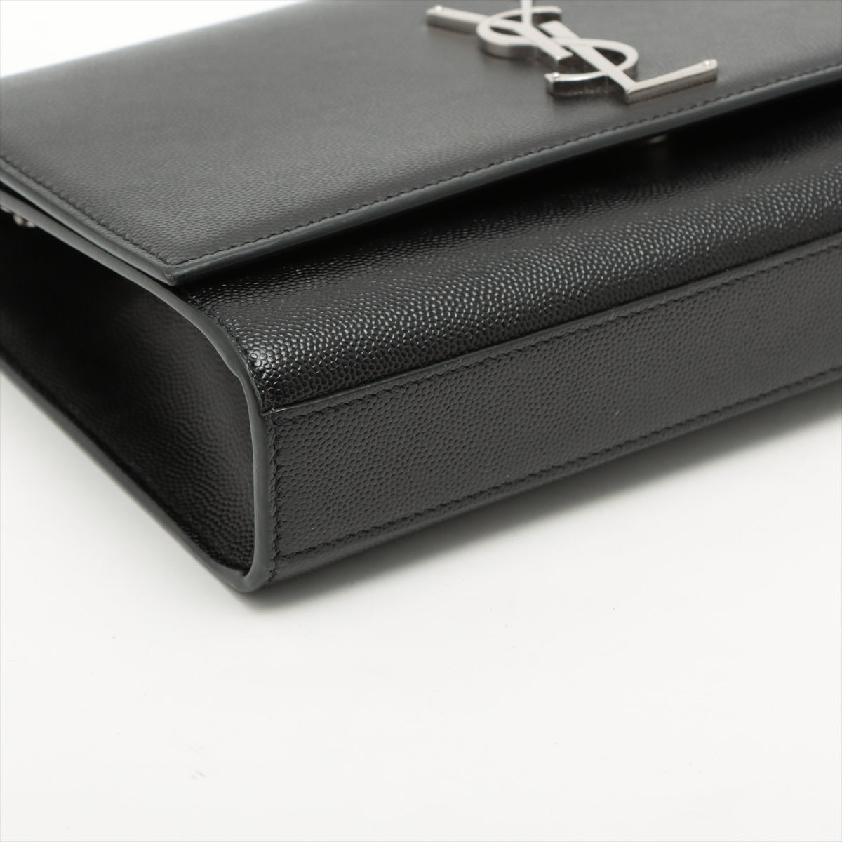 Saint Laurent Black Grain De Poudre Embossed Leather Kate Medium Chain Bag [Clearance Sale]
