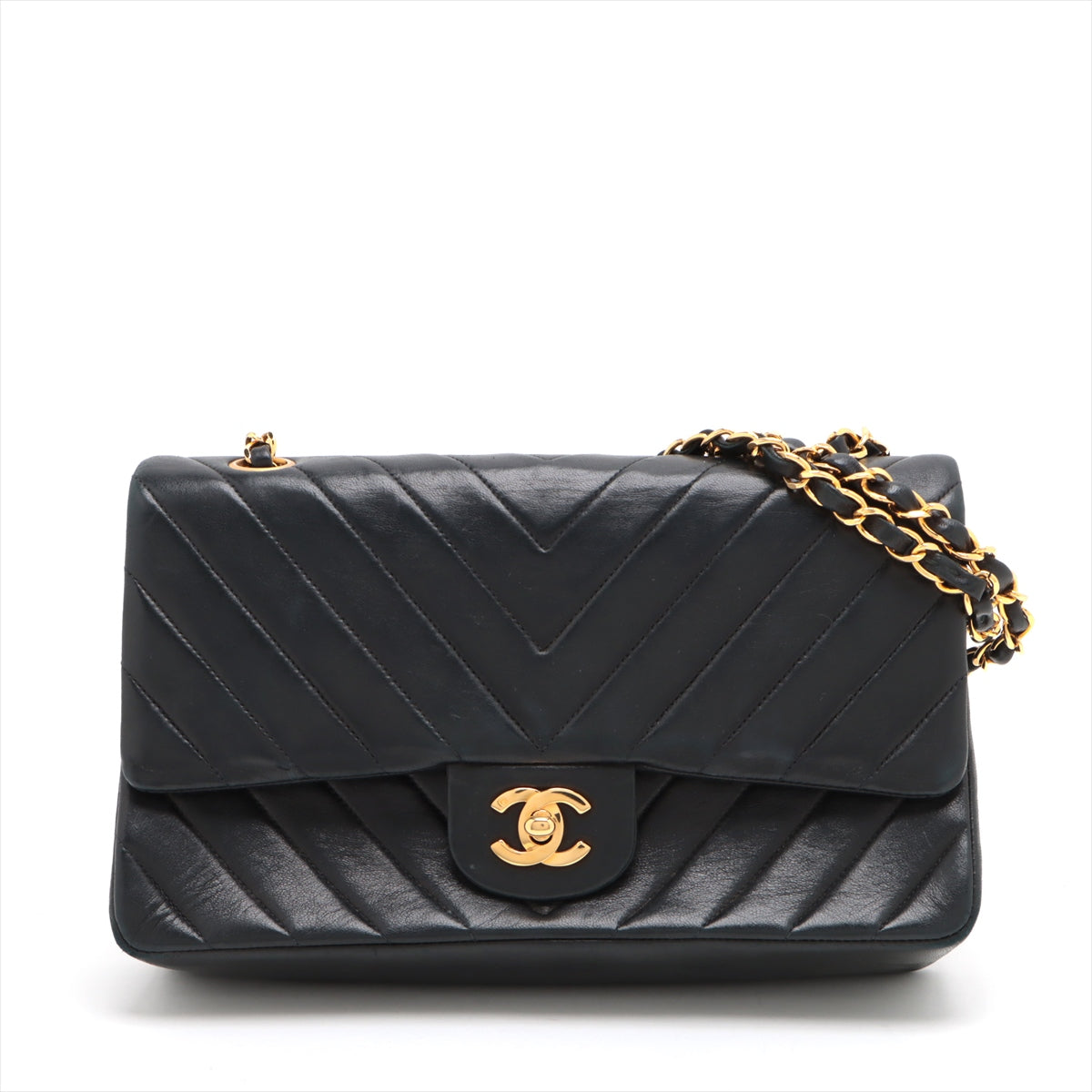 Chanel  Medium/Large M/LClassic Flap Chevron Lambskin Black