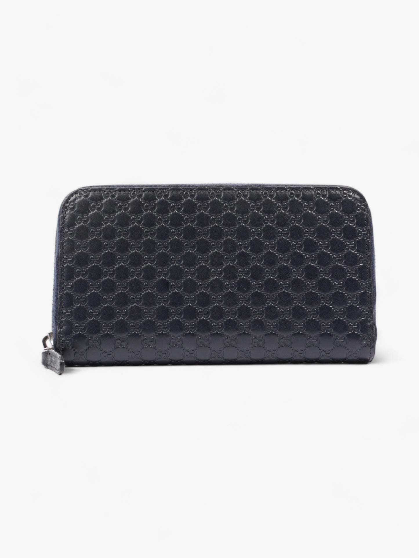 Gucci Microguccissima Zip Around Wallet Navy Blue GG Leather