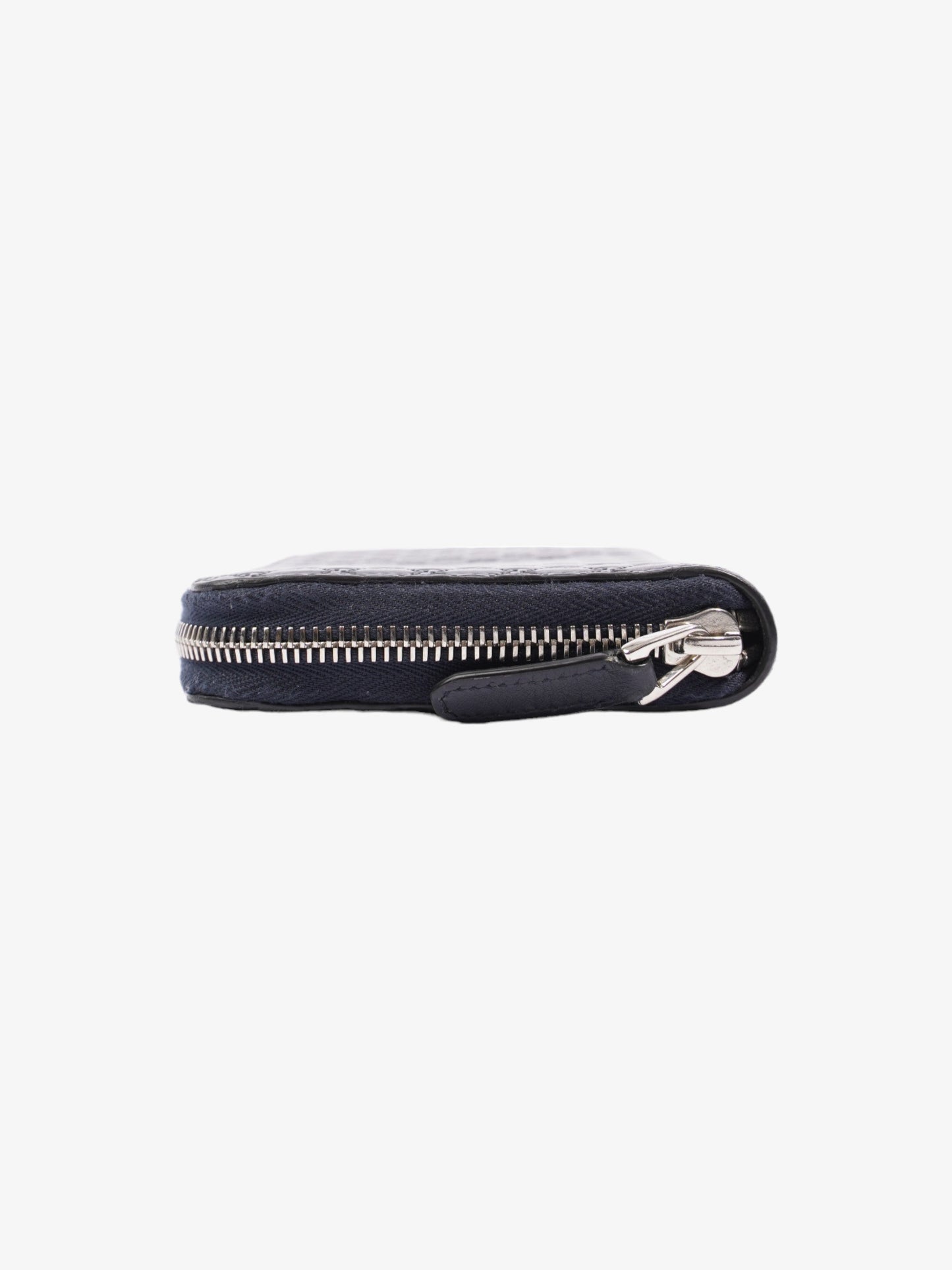 Gucci Microguccissima Zip Around Wallet Navy Blue GG Leather