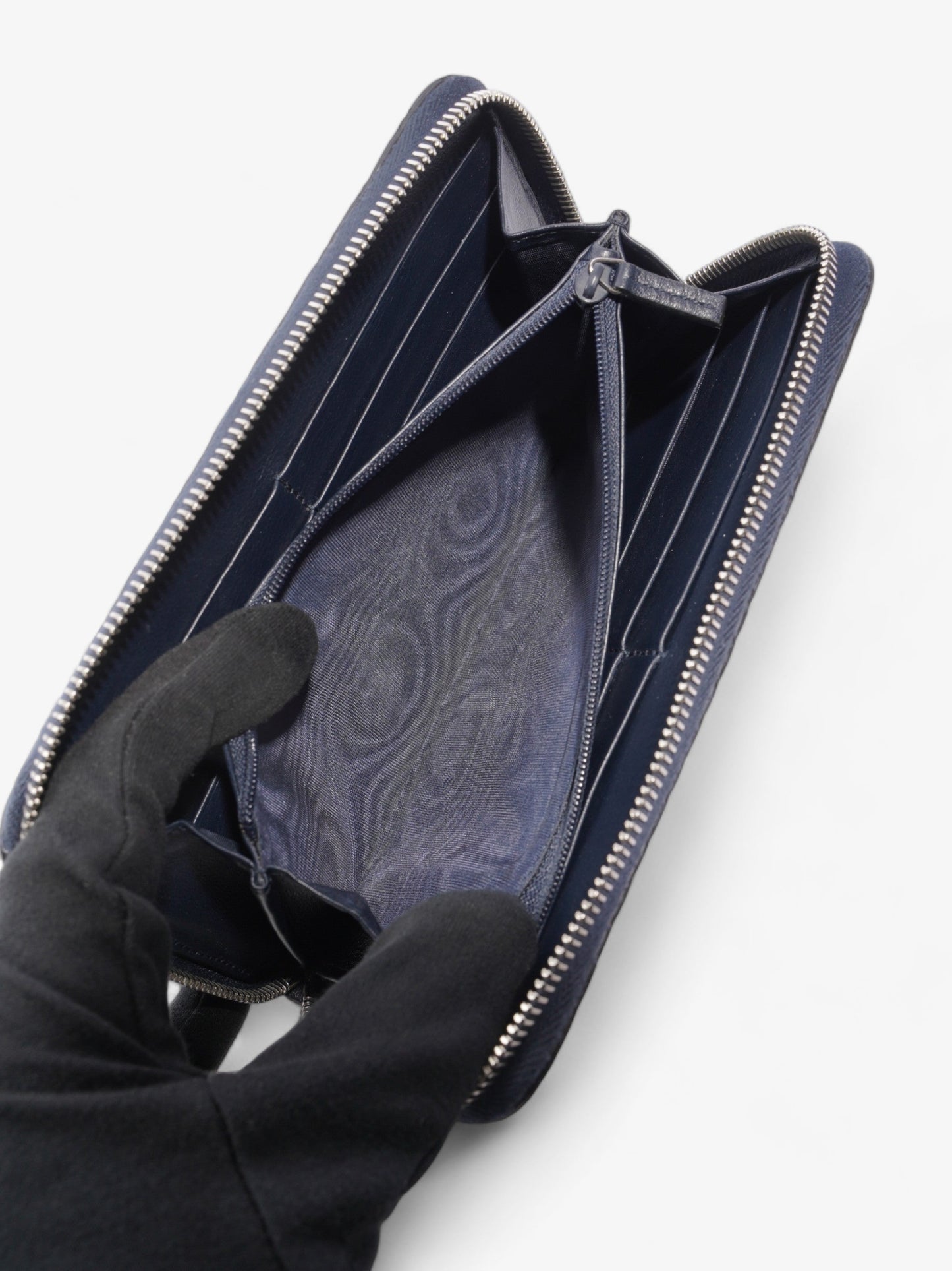Gucci Microguccissima Zip Around Wallet Navy Blue GG Leather