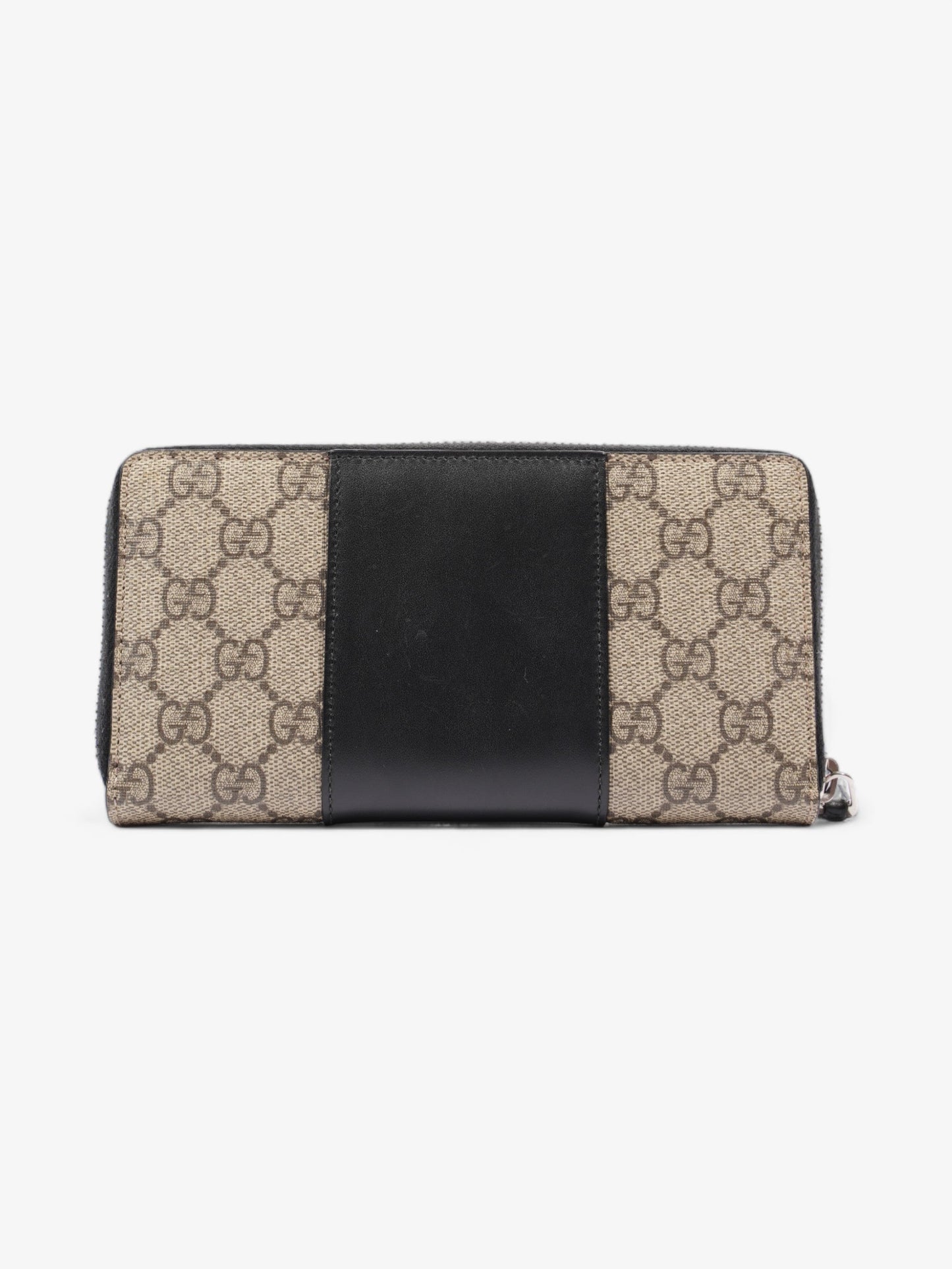 Gucci Zip Around GG Wallet Beige And Ebony GG Supreme / Black Coated Canvas
