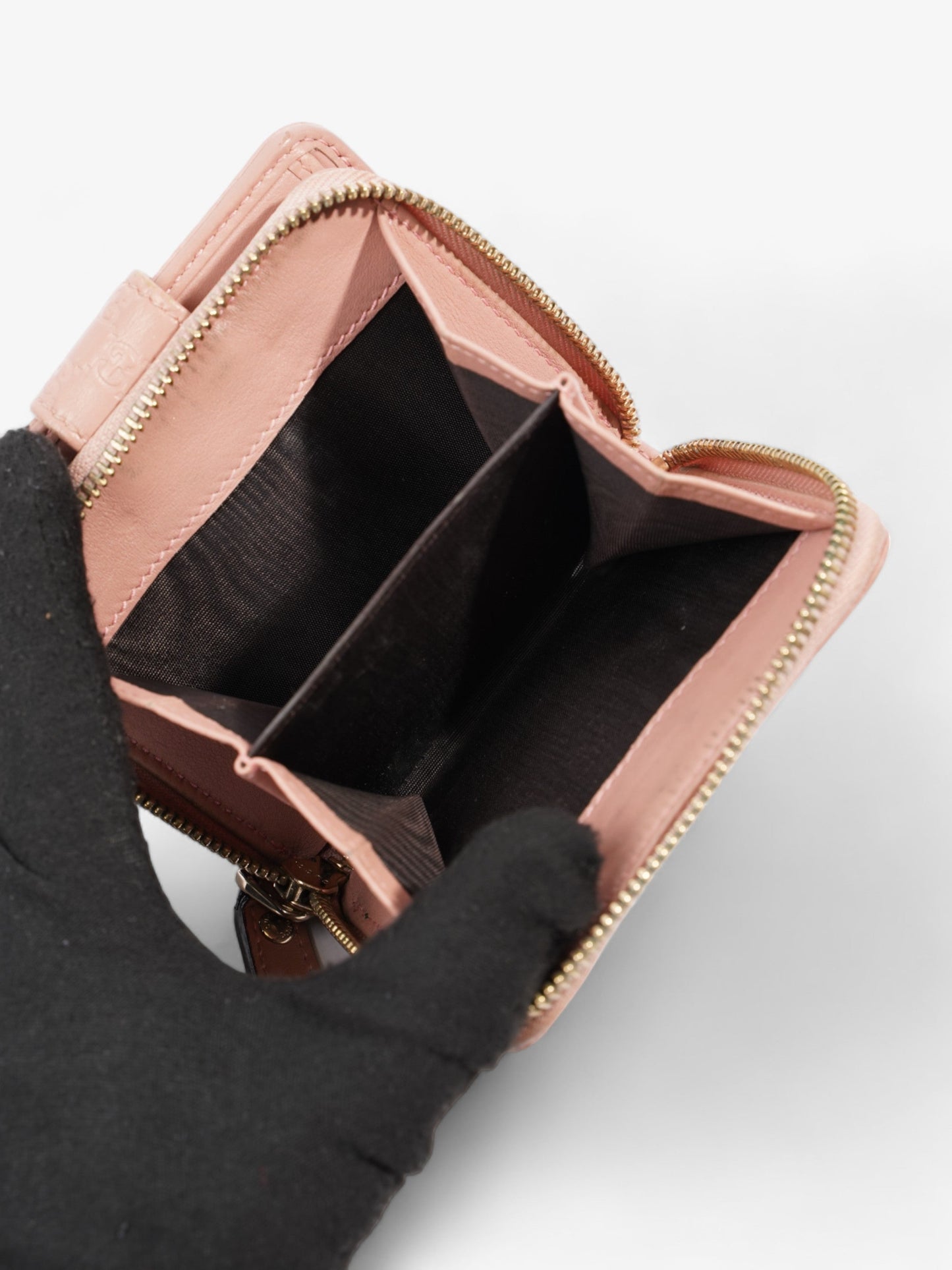 Gucci Micro Guccissima Leather Compact Wallet Pink Leather