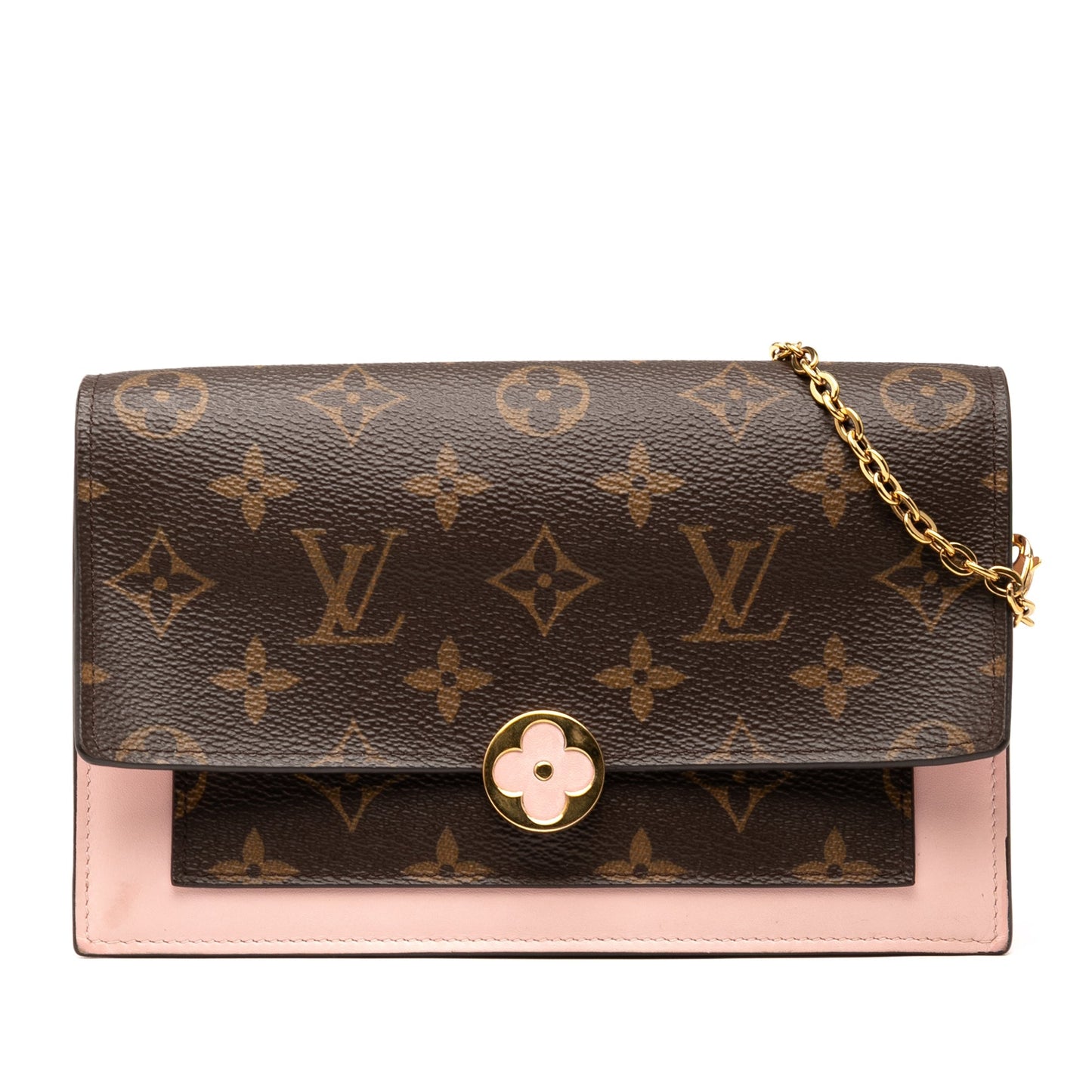 Brown Louis Vuitton Monogram Flore Wallet On Chain Crossbody Bag