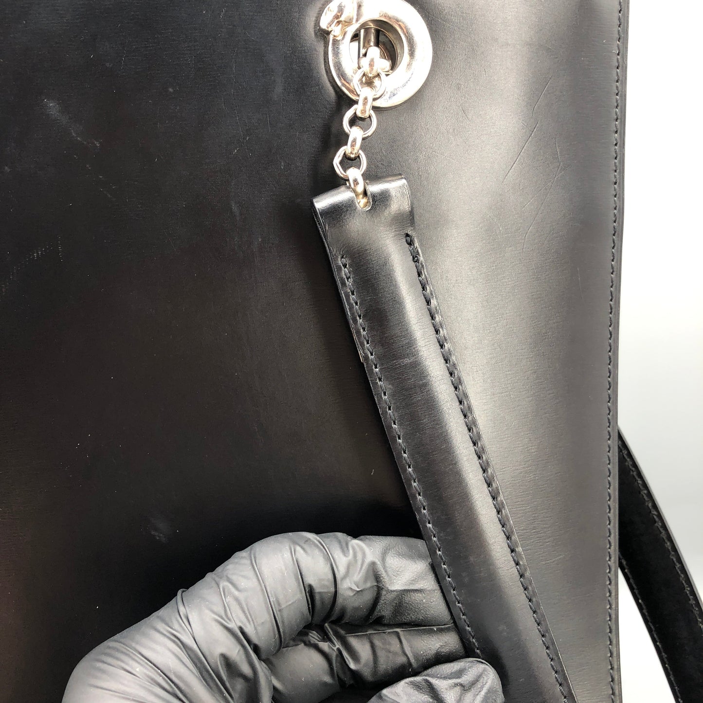 Cartier Black Smooth Leather Vertical Shoulder Tote Bag