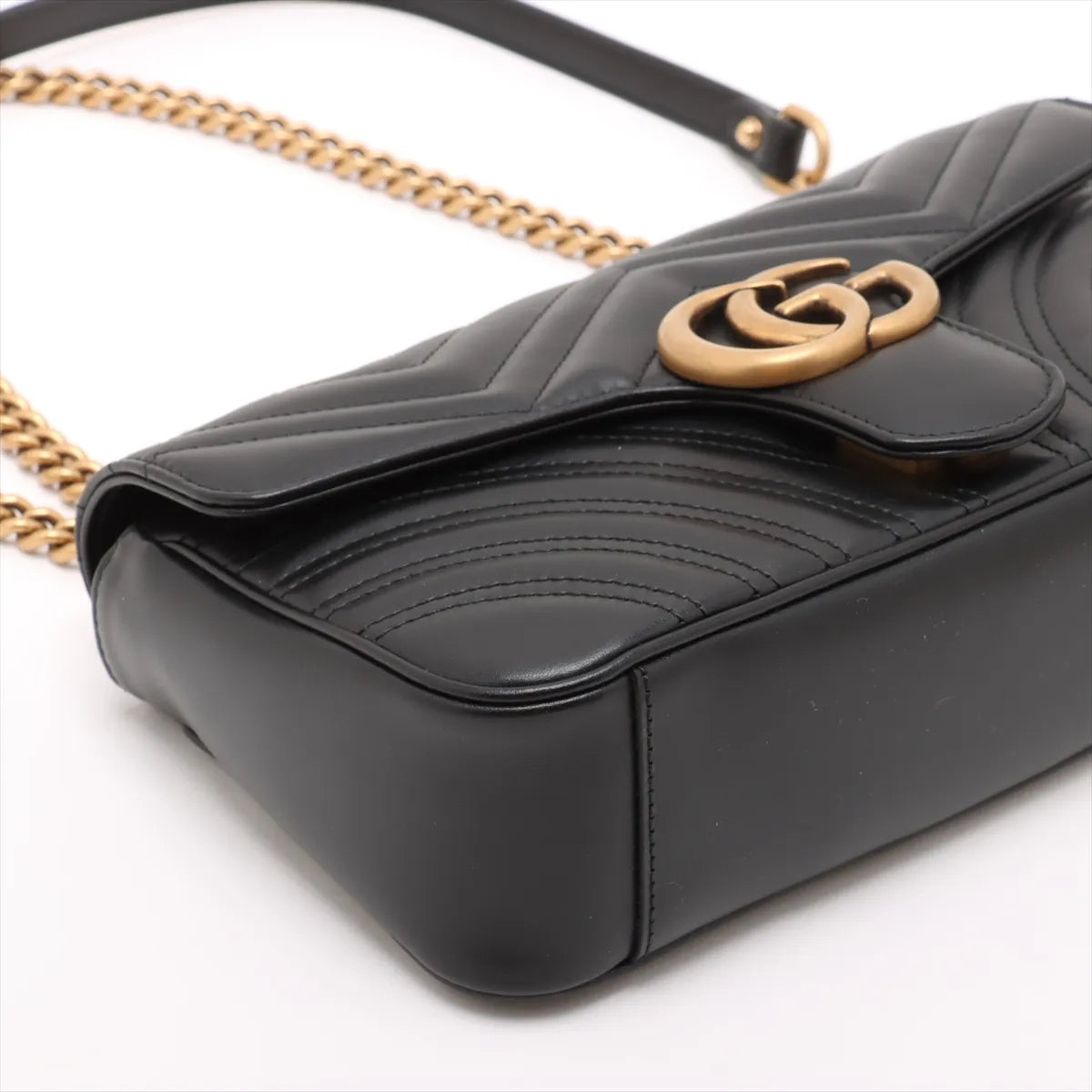 Gucci Black Leather GG Marmont Medium Shoulder Bag [Clearance Sale]