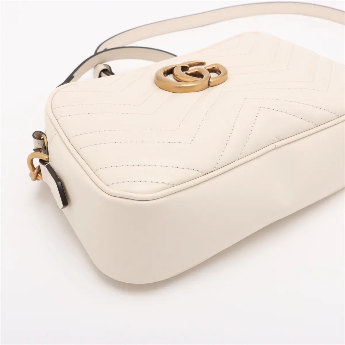 Gucci White Leather GG Marmont Small Shoulder Bag [Clearance Sale]