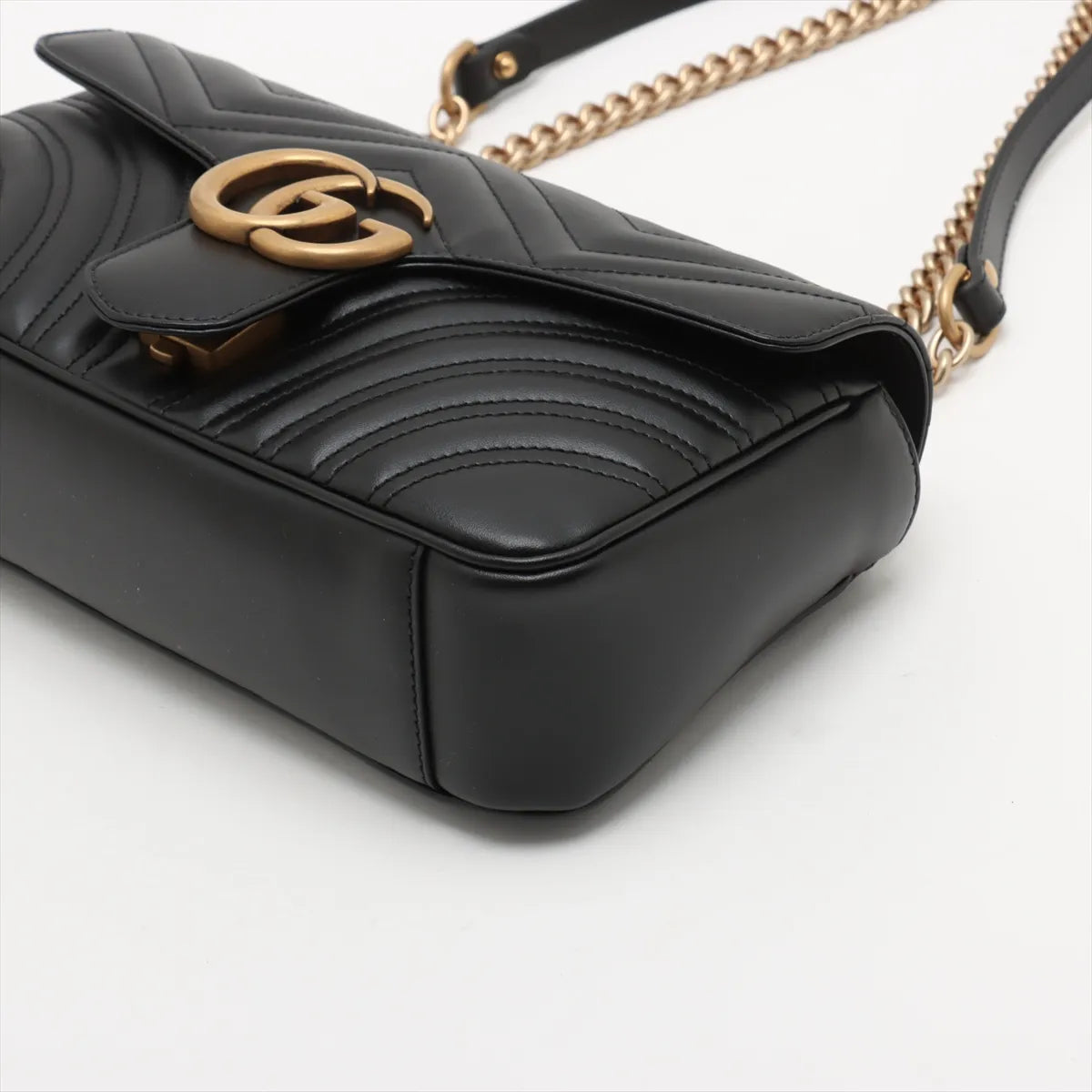 Gucci Black Leather GG Marmont Medium Shoulder Bag [Clearance Sale]