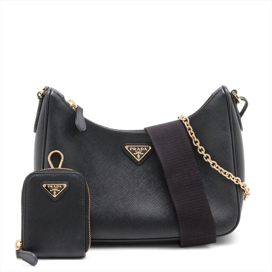 Prada Black Saffiano Leather and Re-Nylon Re-Edition 2005 Shoulder Bag [Clearance Sale]