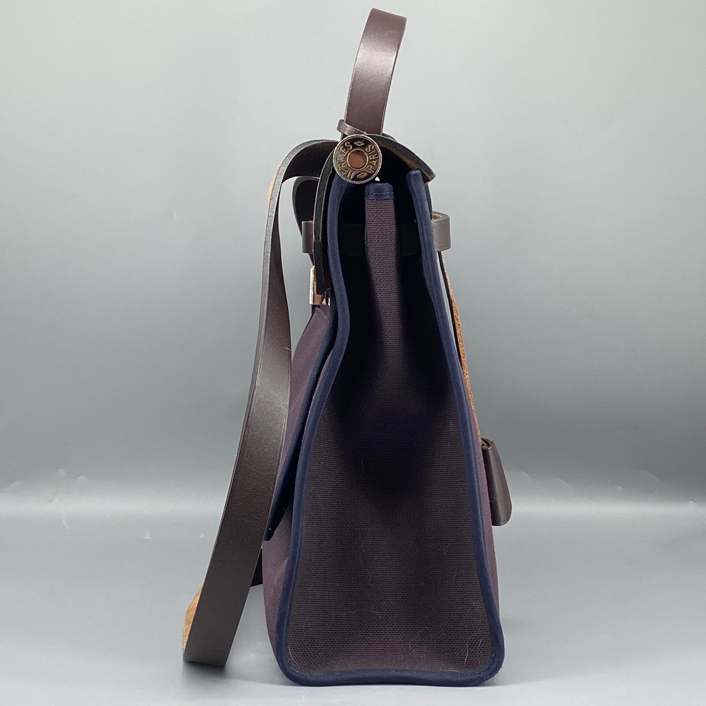 Hermes Herbag 31 Deep Grape Canvas Leather Shoulder Bag