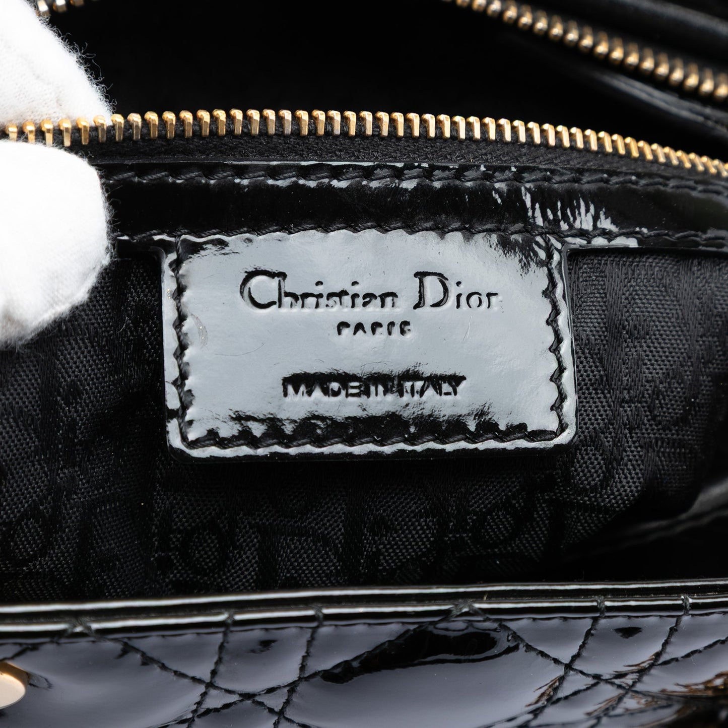 Black Dior Large Patent Cannage Lady Dior Satchel