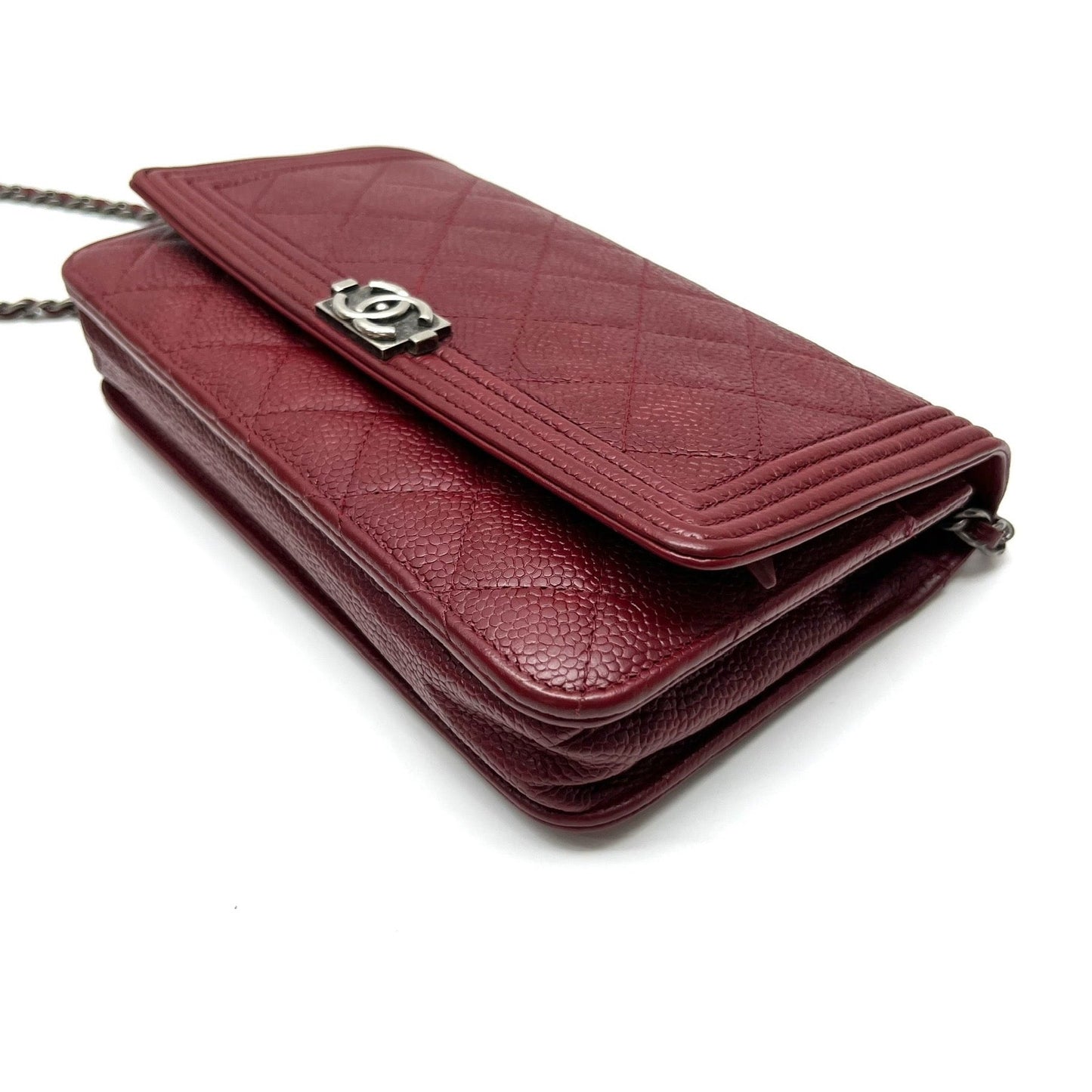 Chanel Wallet on Chain Boy Half Flap Red Caviar Leather
