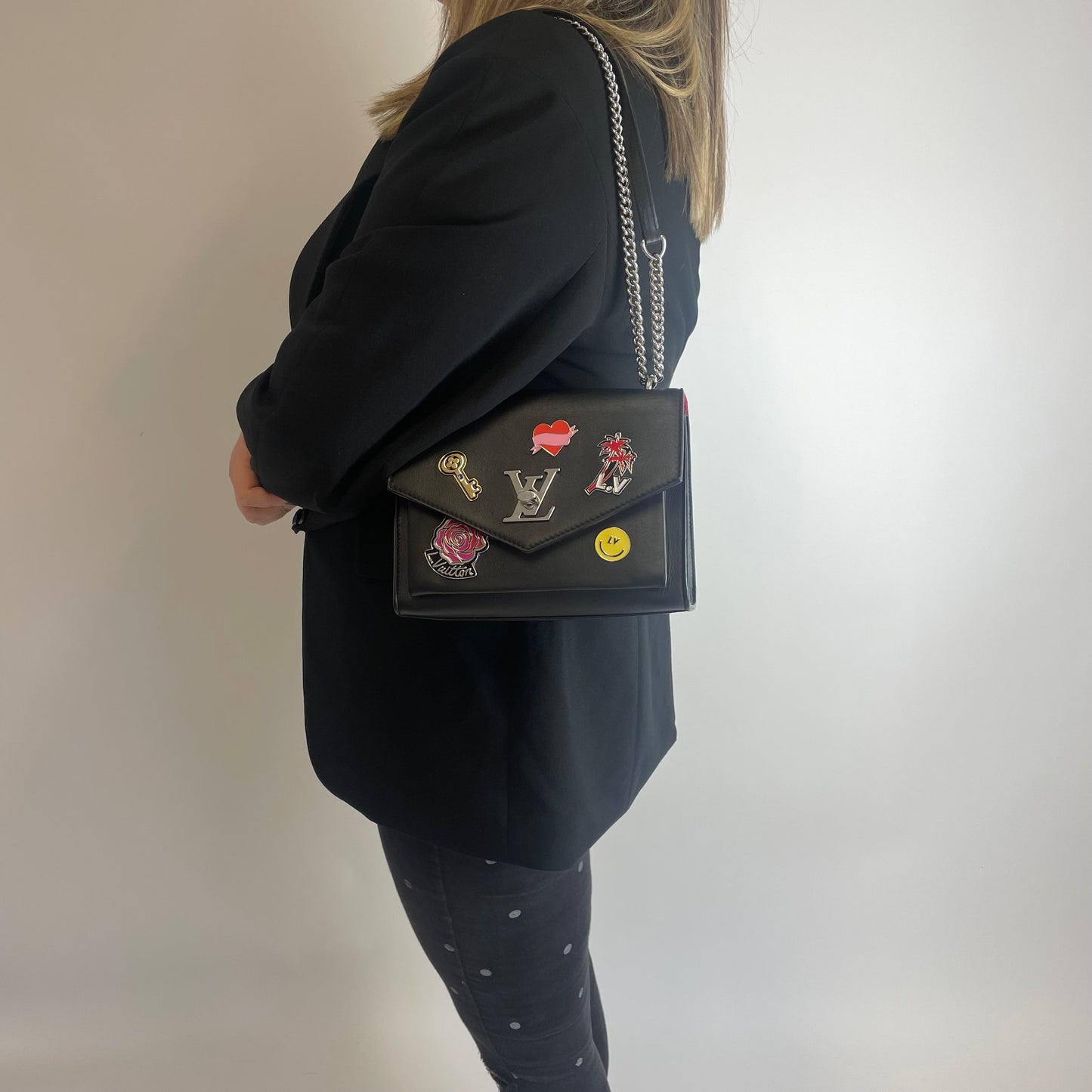 Louis Vuitton Black Leather Ltd. Ed. Pin Embellished MyLockMe BB AR2188