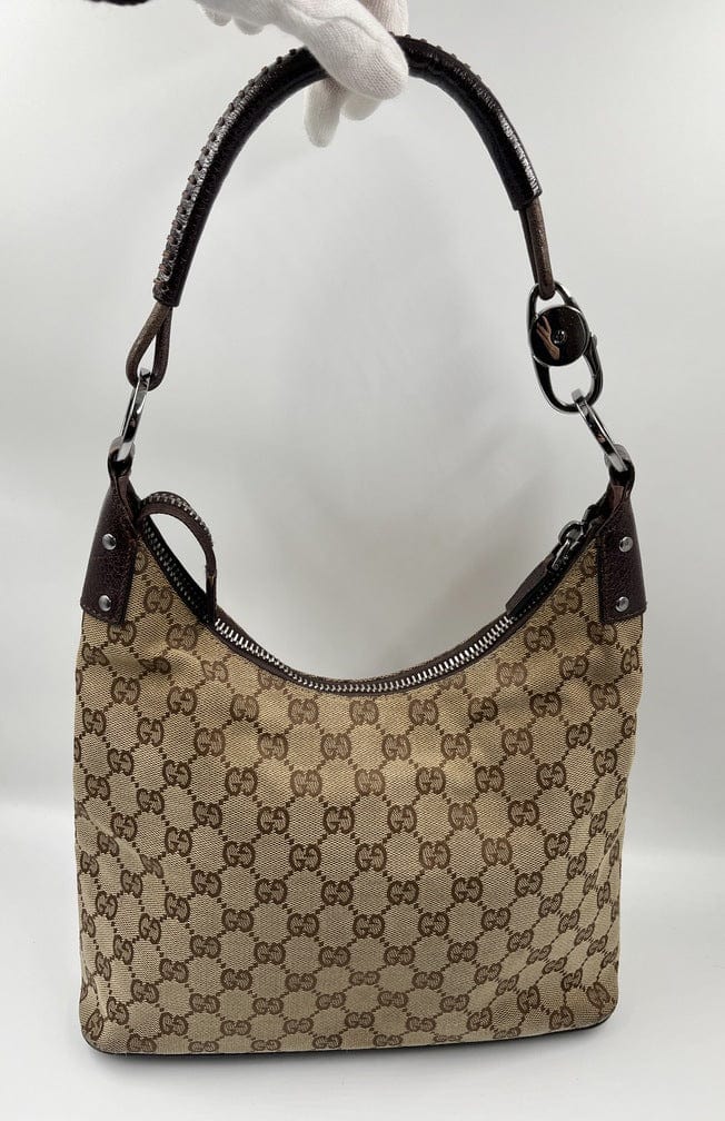 Gucci Leather Canvas Shoulder Bag Style 20