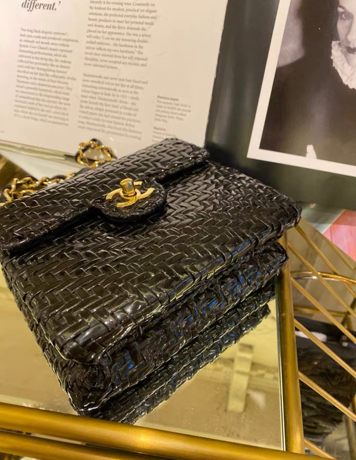 Chanel Flap  90s Mini Wicker Straw Classic Black Rattan Cross Body Bag