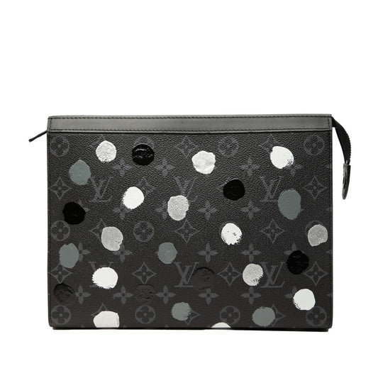 Black Louis Vuitton Yayoi Kusama Monogram Eclipse Pochette Voyage MM Clutch Bag