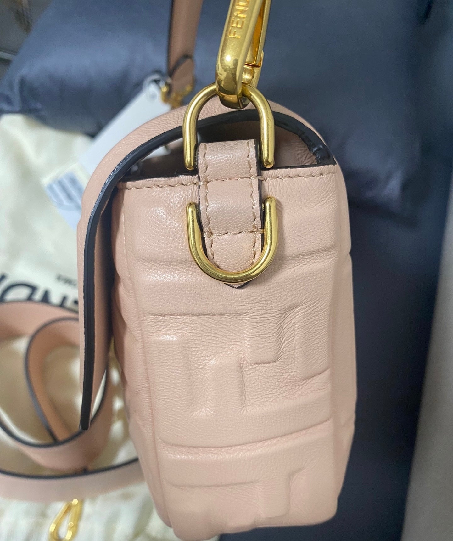 Fendi Baguette Lambskin Leather Crossbody Bag Medium Pink