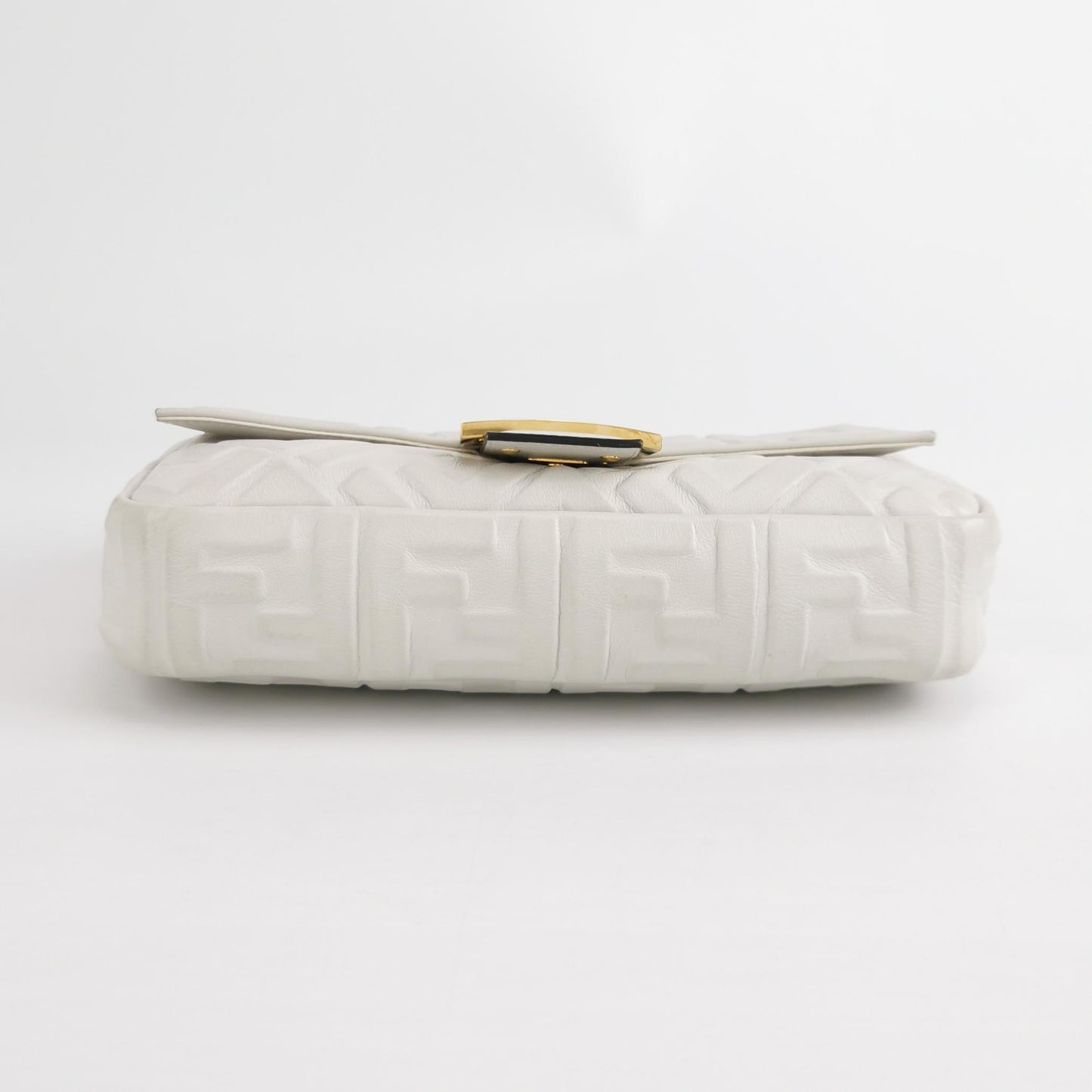 Fendi Baguette White Lambskin Leather Crossbody Bag Medium