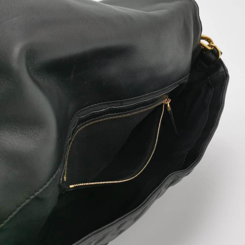 Fendi Baguette Black Leather 3D FF Motif Crossbody Bag Large