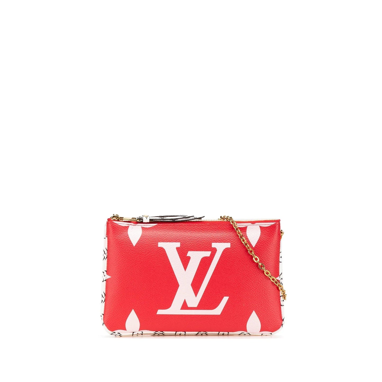 Red Louis Vuitton Limited Edition Monogram Giant Double Zip Pochette Crossbody Bag