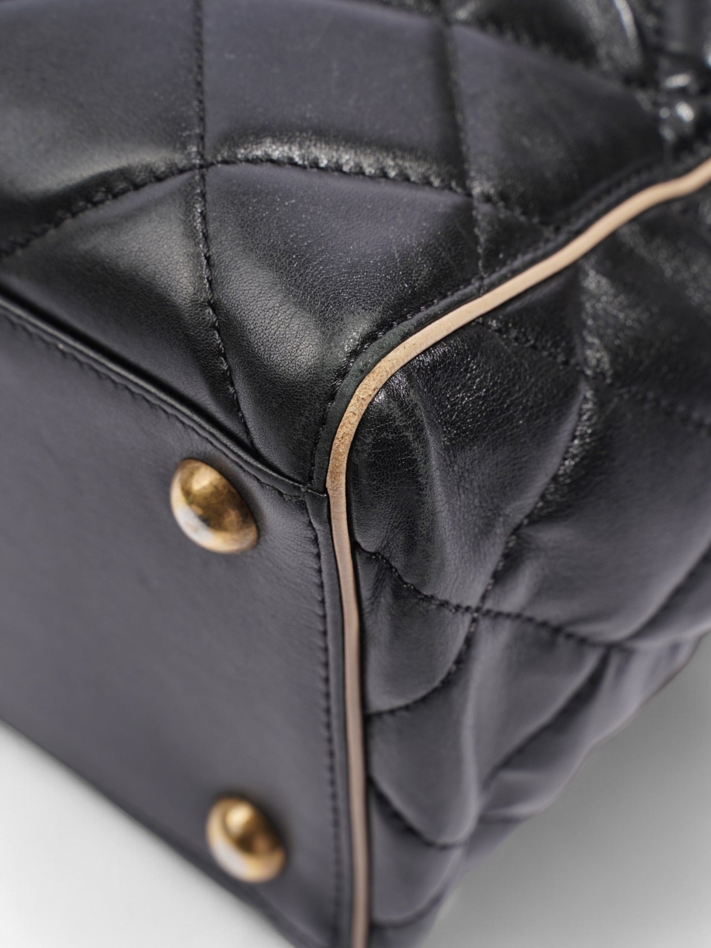 Chanel Portobello Tote Black / Beige Lambskin Leather Small