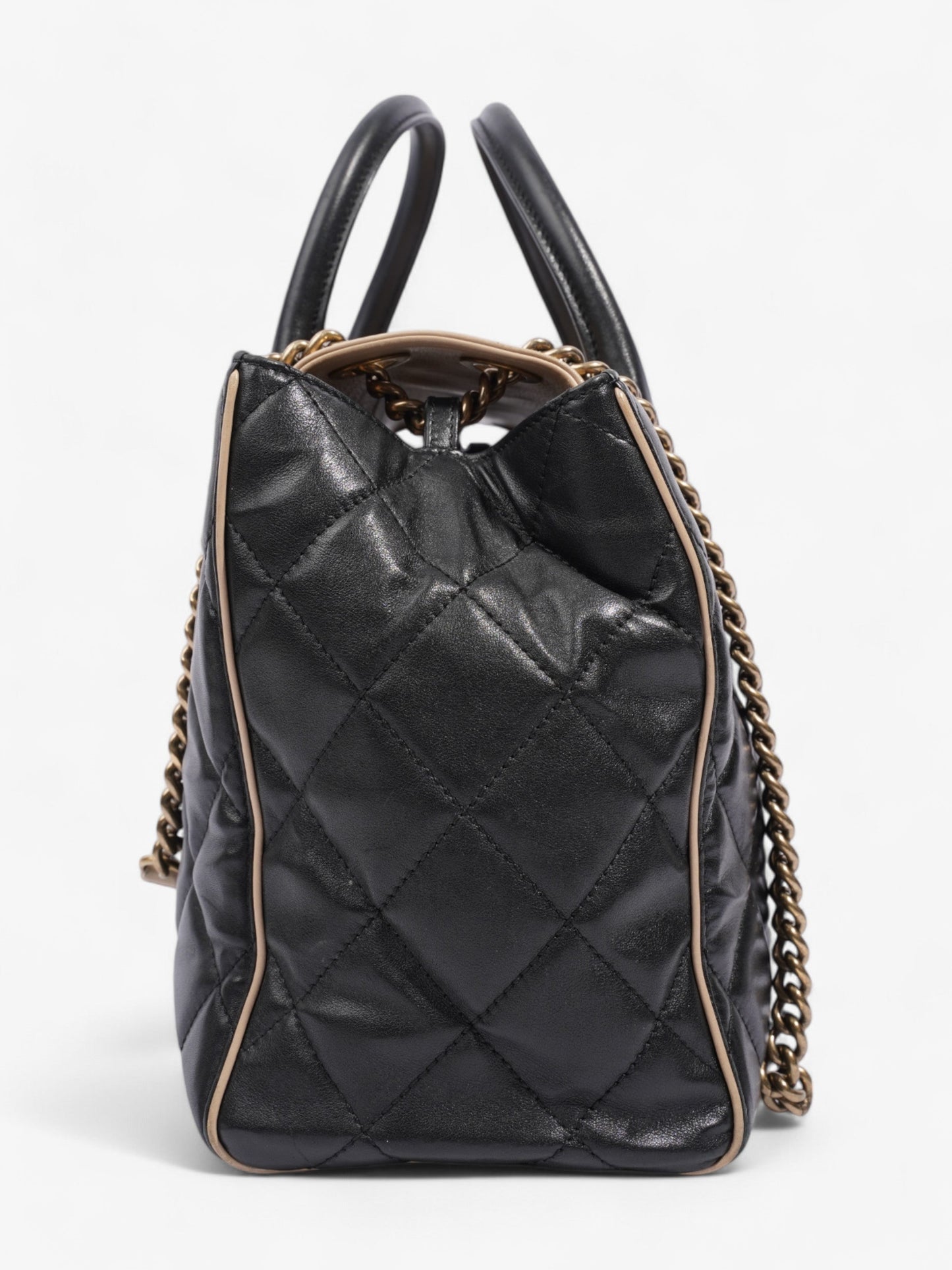 Chanel Portobello Tote Black / Beige Lambskin Leather Small
