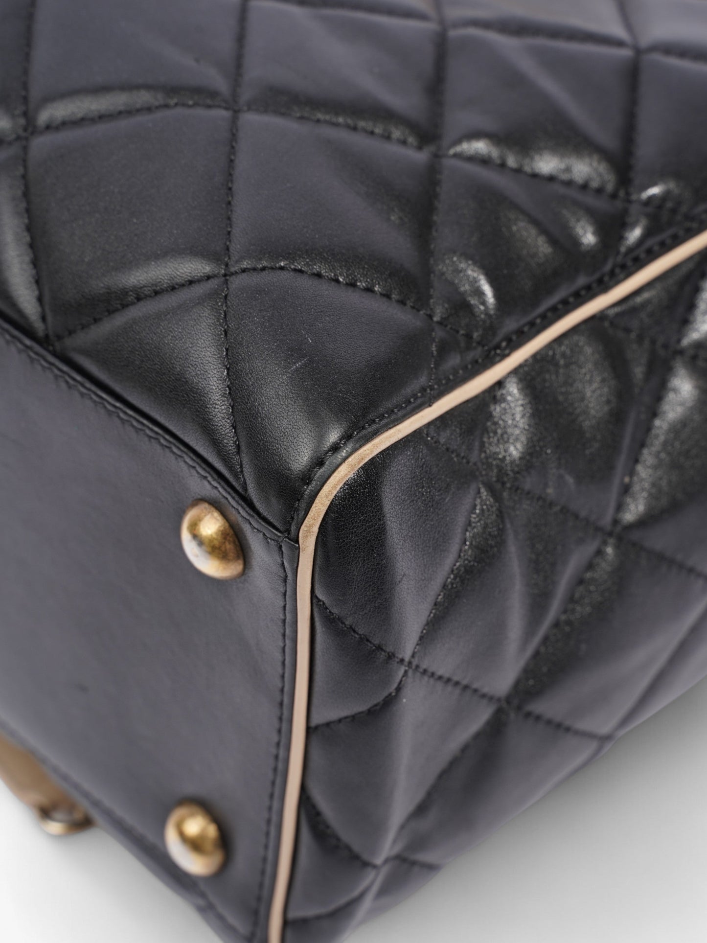 Chanel Portobello Tote Black / Beige Lambskin Leather Small