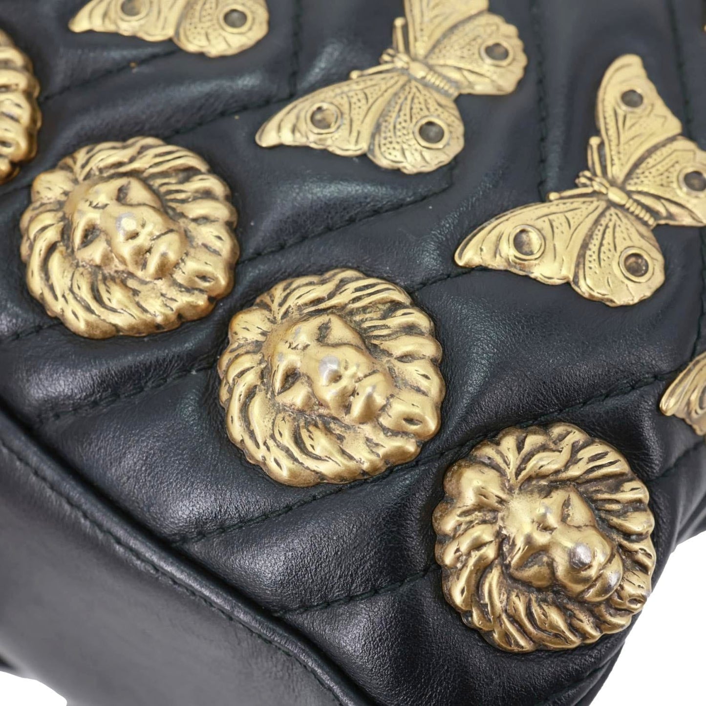 GUCCI GG Marmont Animal Studs Leather Backpack Black 476671