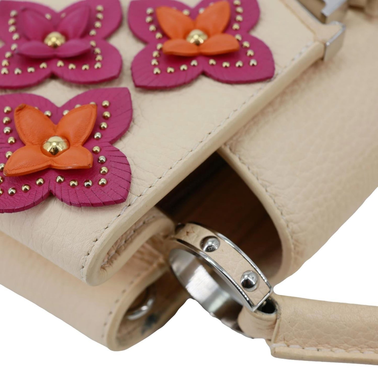 LOUIS VUITTON Capucines BB Mechanical Flowers Taurillon Leather Crossbody Bag Cream
