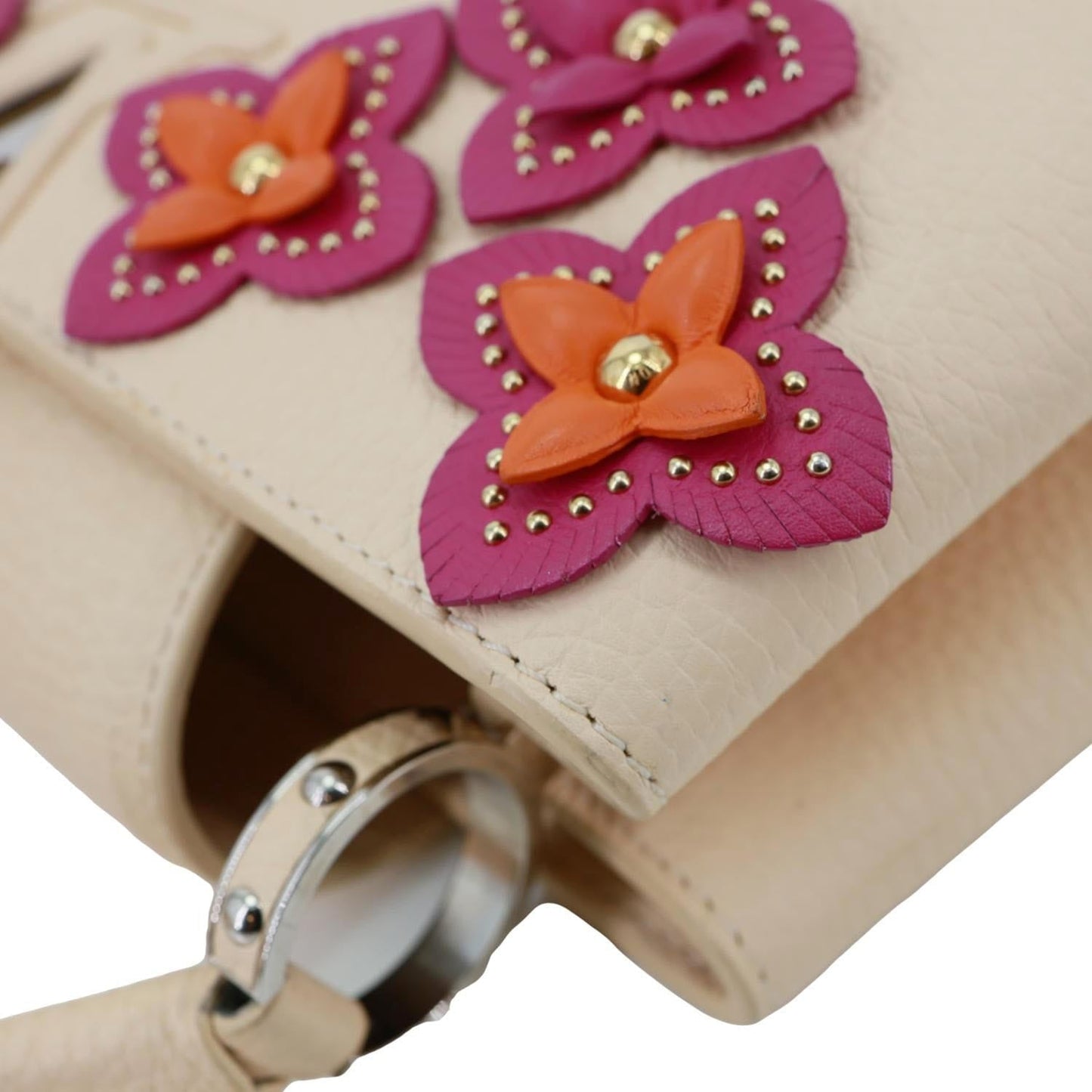 LOUIS VUITTON Capucines BB Mechanical Flowers Taurillon Leather Crossbody Bag Cream