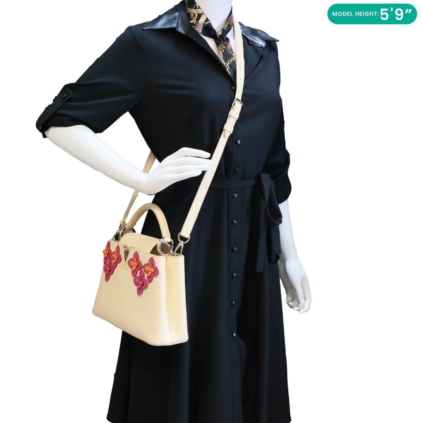 LOUIS VUITTON Capucines BB Mechanical Flowers Taurillon Leather Crossbody Bag Cream