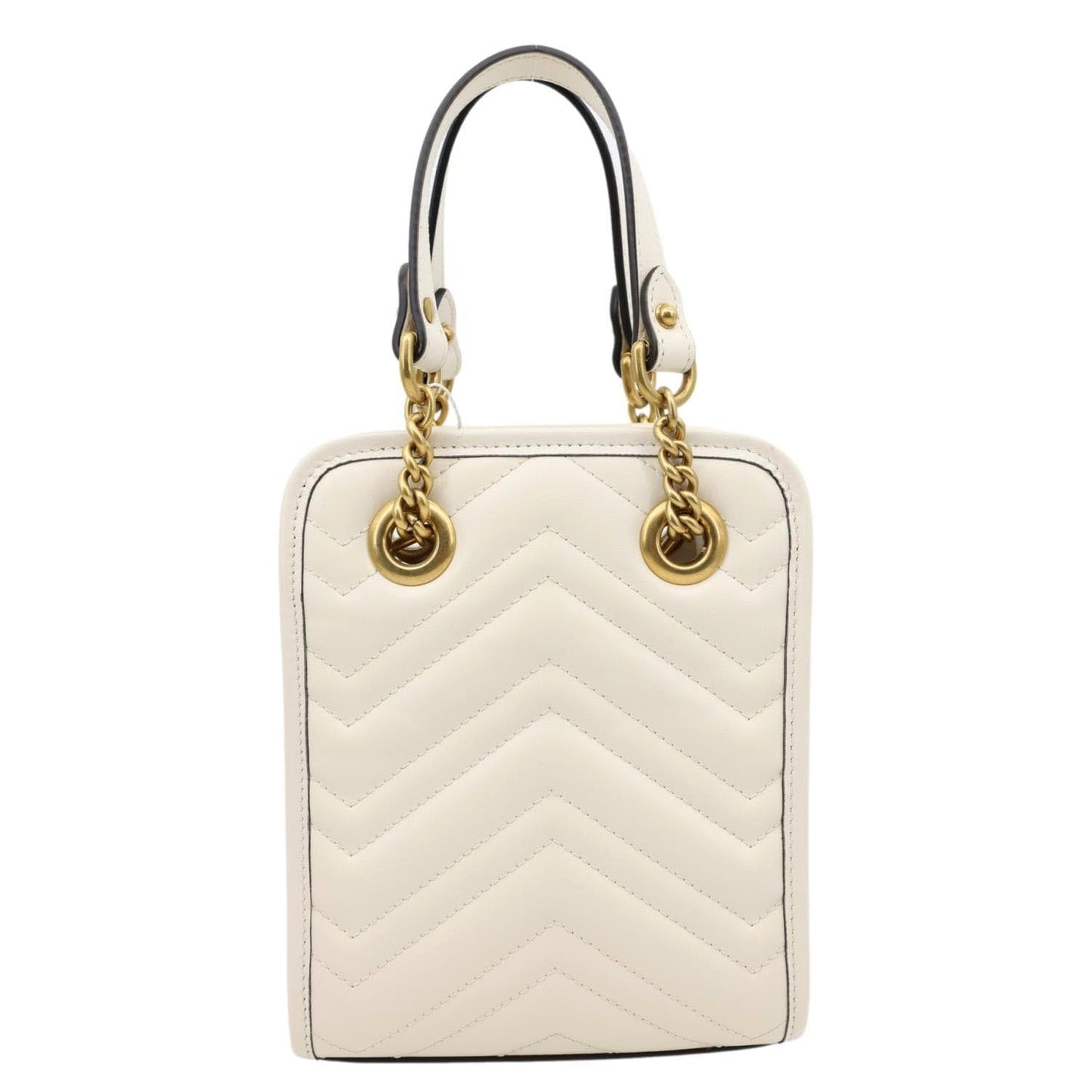 GUCCI GG Marmont Mini Matelasse Leather Tote Shoulder Bag White 696123