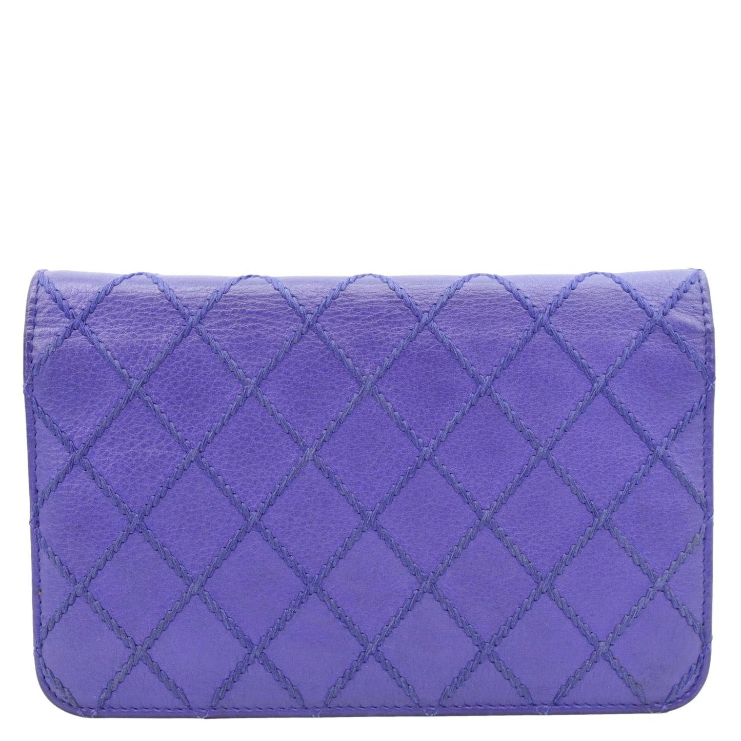 CHANEL Fancy CC Quilted Calfskin Leather Wallet On Chain Bag Blue