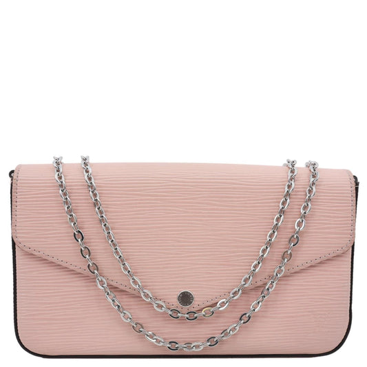 LOUIS VUITTON Felicie Pochette Epi Leather Crossbody Bag Pink